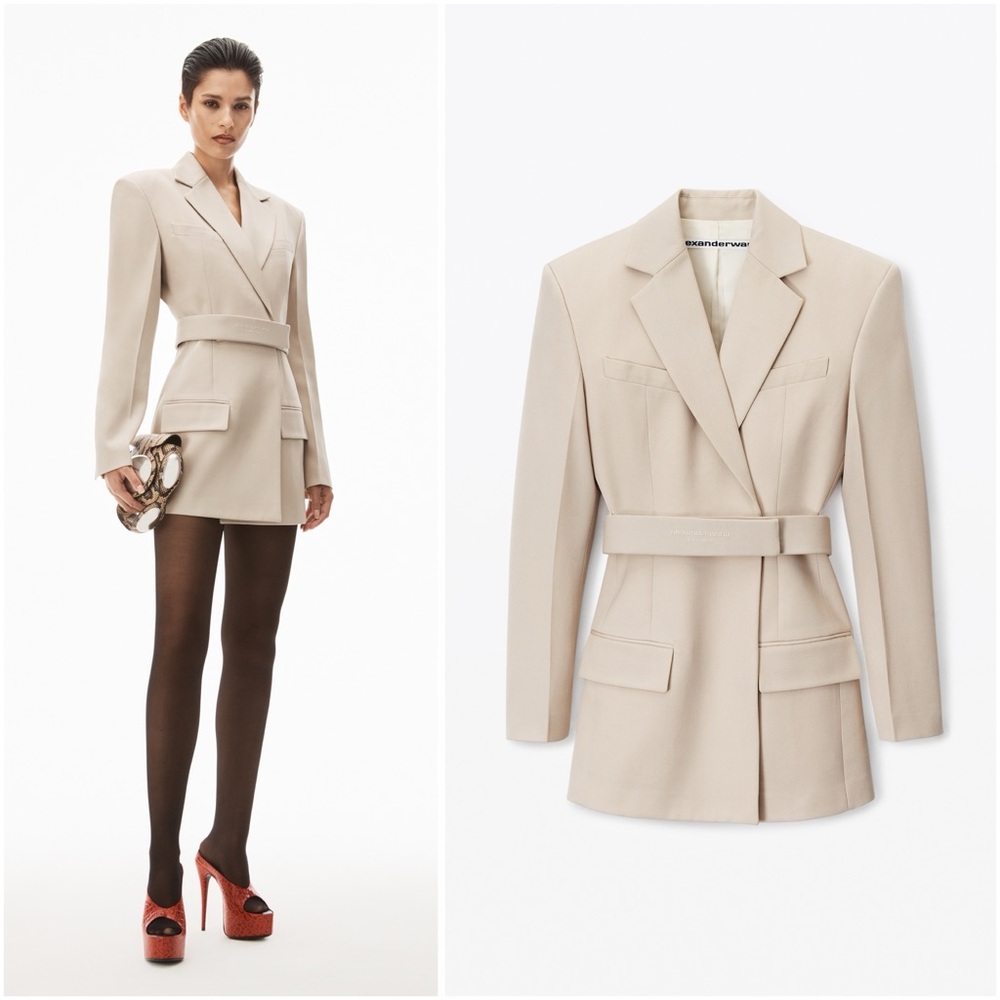 NWOT Alexander Wang Tailored Belted Blazer Dress with Logo Embroidery $995